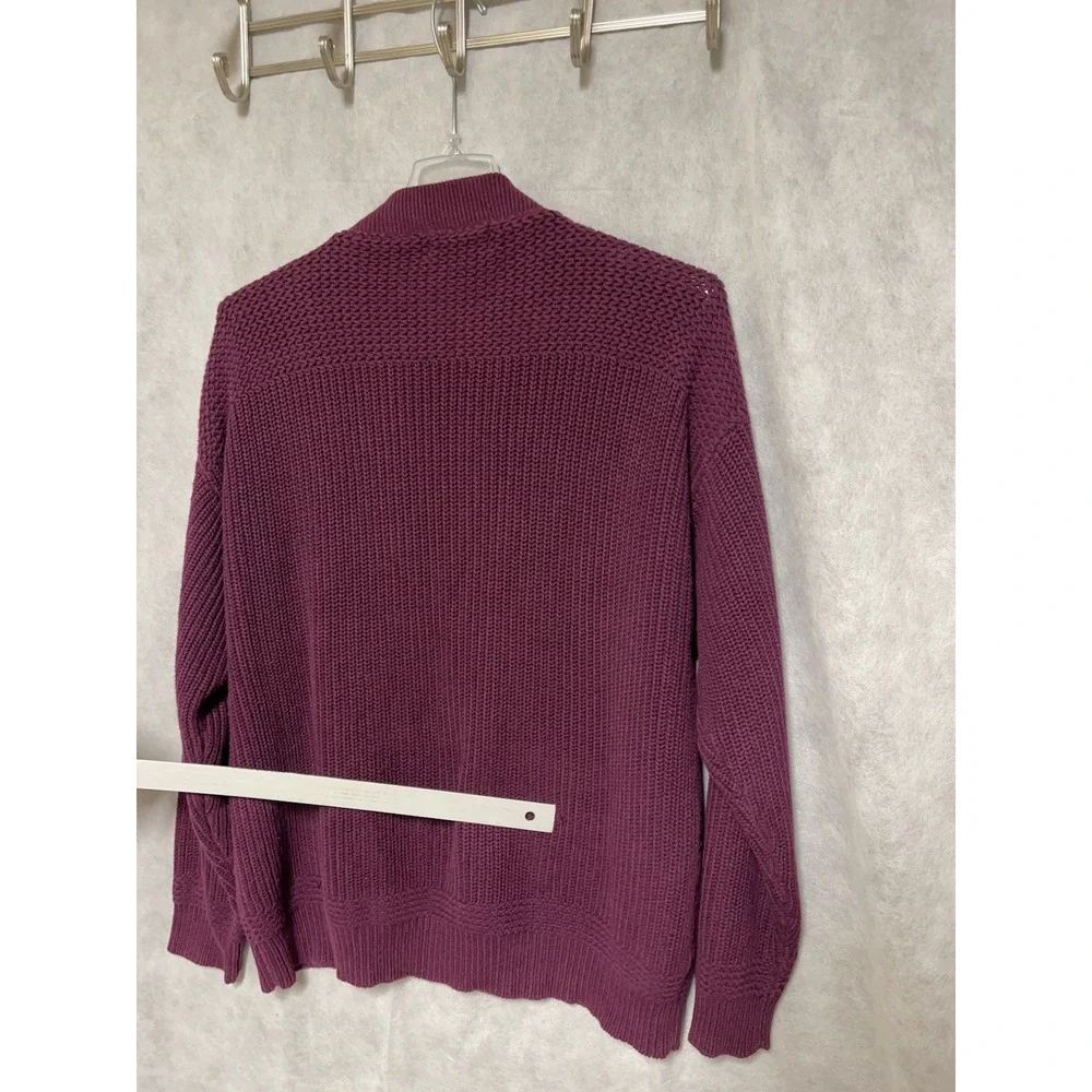 VTG Eddie Bauer Sweater Men L Maroon Chunky‎ Knit Henley Pullover Heavy Nordic - Picture 7 of 10